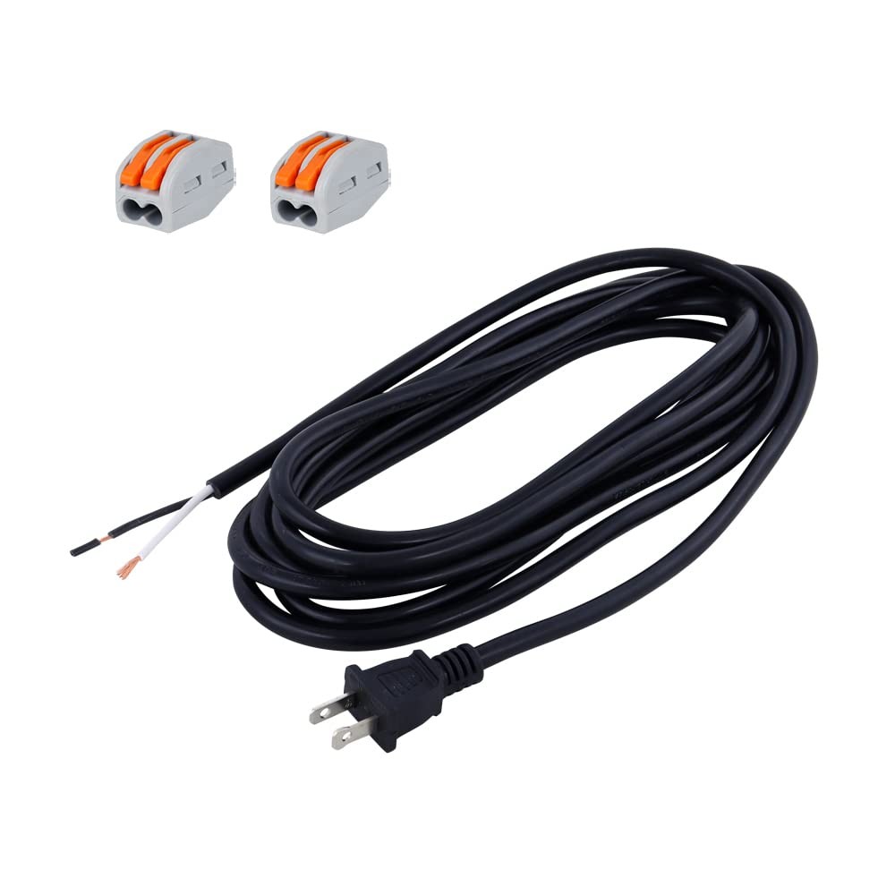 12FT AC Power Cord 2 Prong 16 AWG Polarized Open End Wire 13A 1625W Replace O…