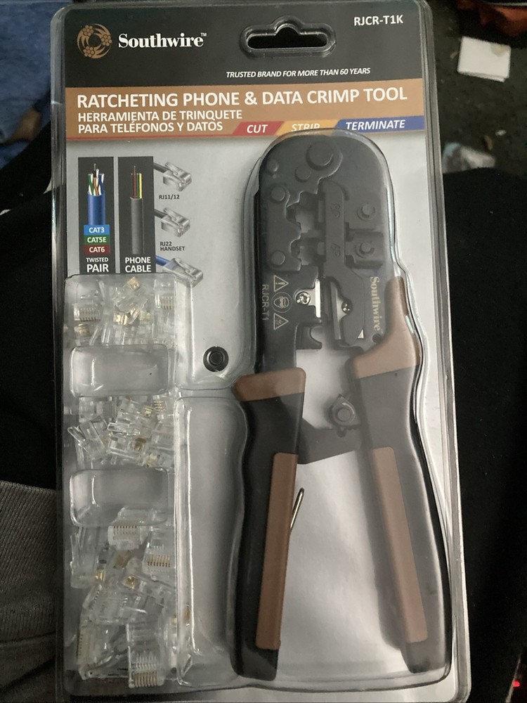 New RJCR-T1 – Southwire Racheting Phone & Data Crimp Tool Kit RJ 11 RJ 45