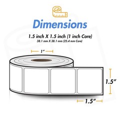 Direct Thermal Labels, 1.5″ 1 Inch Core – 1.5 x – Prime – 04 Rolls, White