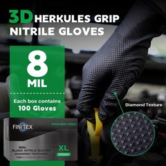 Industrial Diamond Texture Nitrile Gloves – 100/1000PCS, Chemical Resistant, 8mi