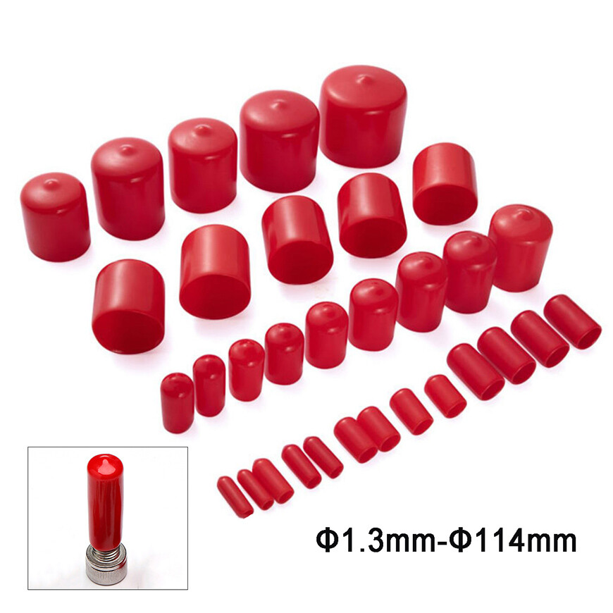 PVC Vinyl Rubber Round End Cap Thread Cover Rod Bar Screws Plastic Tube Protect