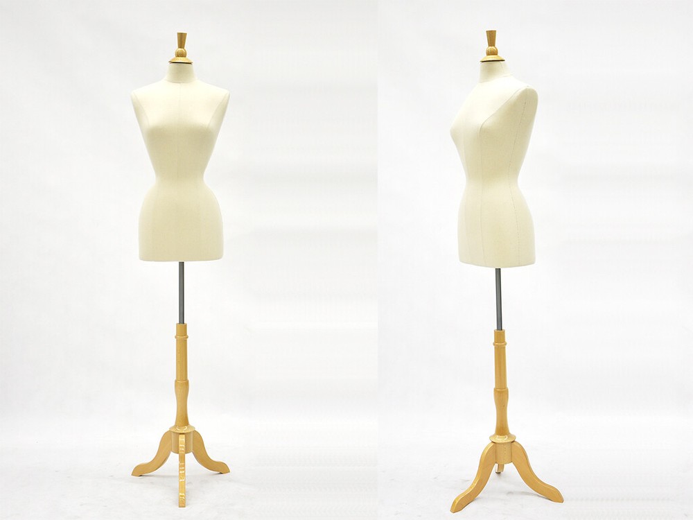 Adult Female Off White Linen Size 2-4 Dress Form Mannequin Torso with Base