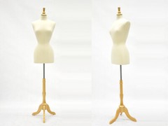 Adult Female Off White Linen Size 2-4 Dress Form Mannequin Torso with Base