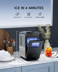Ice Makers Countertop, Ultra Slim Design with Full-Color Panel, Internal Ligh…