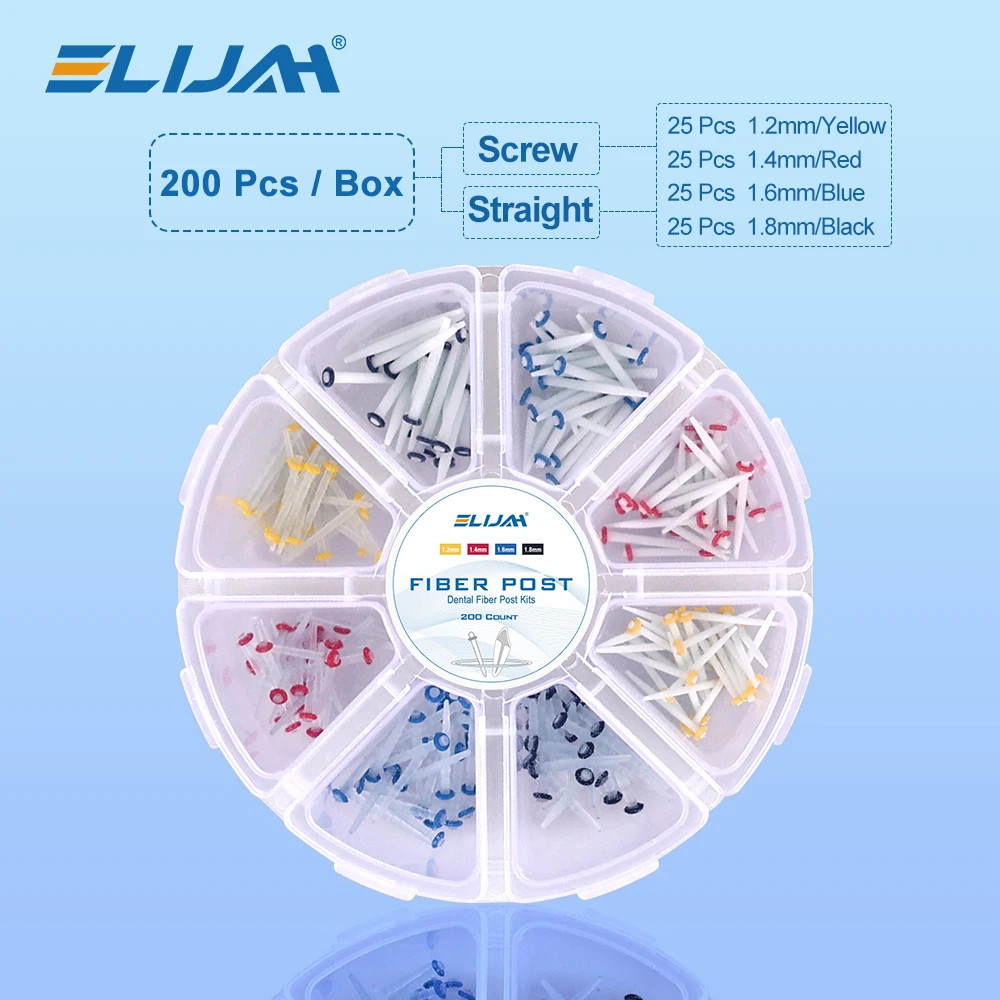 1000Pcs/5Box Dental Fiber Post Kits Screw/Straight Post Quartz Glass Thread Pile