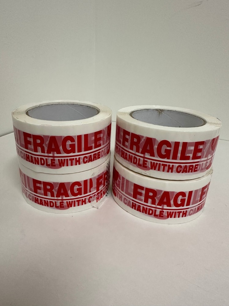 4X Rolls 2″x100 Yards Fragile Handle W Care Packing Shipping Box Sealing Tape US