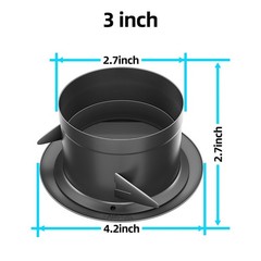 3 Inch Soffit Vent for Exhaust Fan with Large, ABS 3in-black