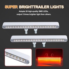 2Pcs 12″ Clear Lens Red/Amber LED Combo Dual Face Truck Semi Trailer Light Bars