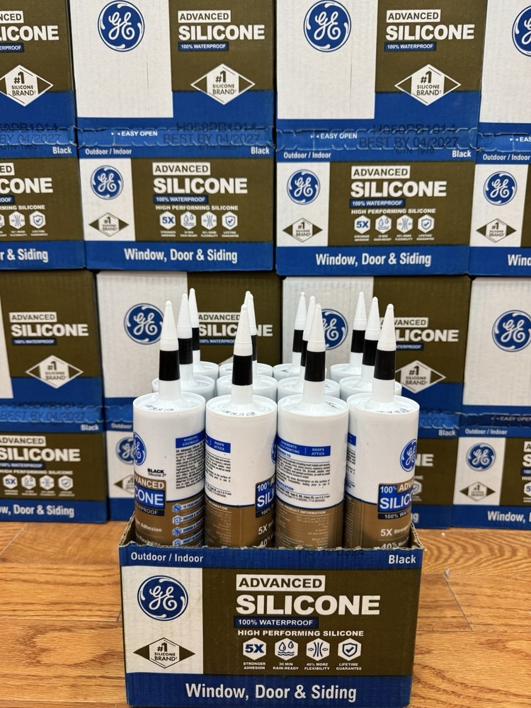 GE 10.1 oz. Black Exterior/Interior Silicone 2-Window Door Sealant (Case of 12)