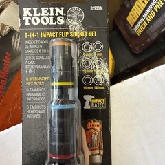 Klein Tools 32933M 6-in-1 Impact Rated Flip Socket Set 5” 6 Metric Hex Sizes NEW
