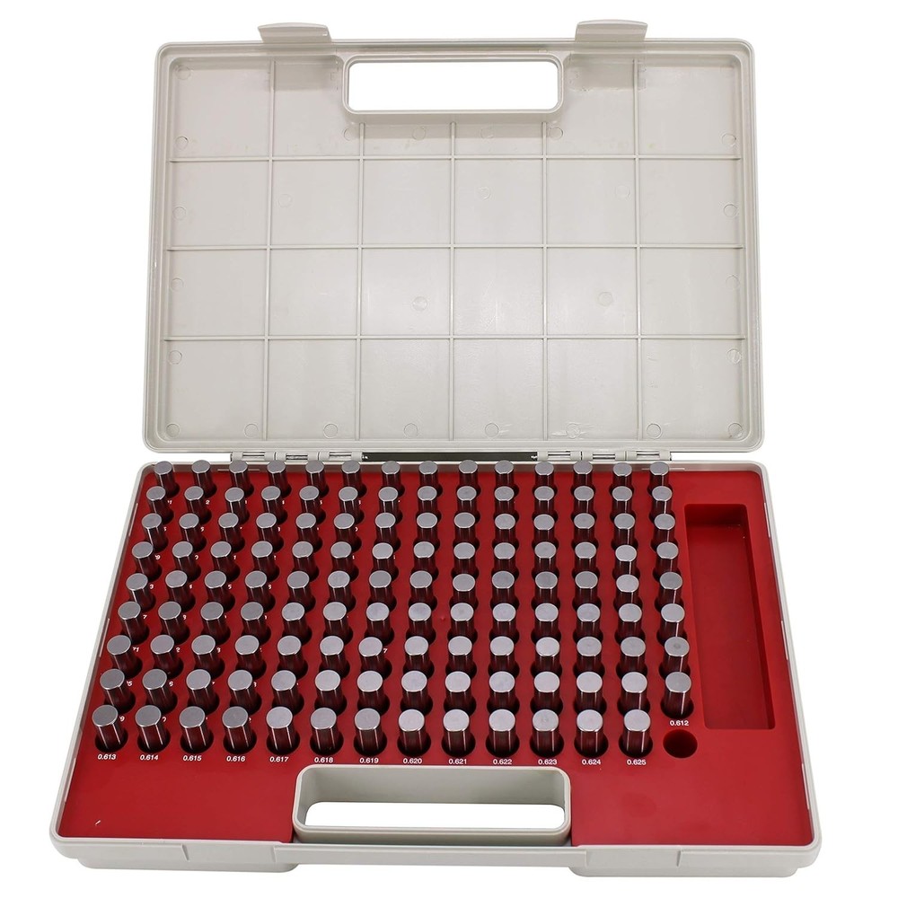 Steel Pin Gage Set Minus Heat Treated with Storage Case M3 125pcs 0.501″-0.625″