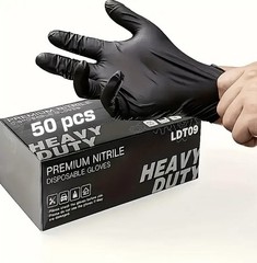 Disposable Nitrile Exam Gloves, 4-4.5 Mil Black, 50pc/box, Cleaning, Medical etc