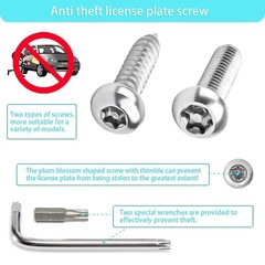 Anti Theft License Plate Screw Kit Tamper Proof License Screws Car License Plate