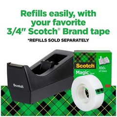 Scotch Desktop Tape Dispenser, Black, 2.7 in. x 2.7 in. x 6.4 in., 1 Tape Dispen