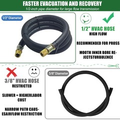 NHB3 6Ft HVAC Vacuum Hose 1/2″ Internal Diameter, 1/2 in to 1/2 in Fittings