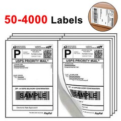 50-4000 Premium 8.5″ X 5.5″ Half Sheet Shipping Labels Self Adhesive 2 Per Sheet