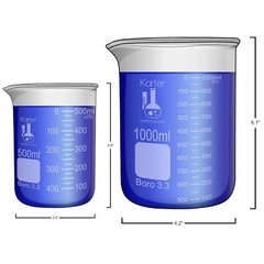 6 Pack Glass LabBeaker Set Measuring 3.3 Boro Griffin 10 50 100 250 500 1000ml