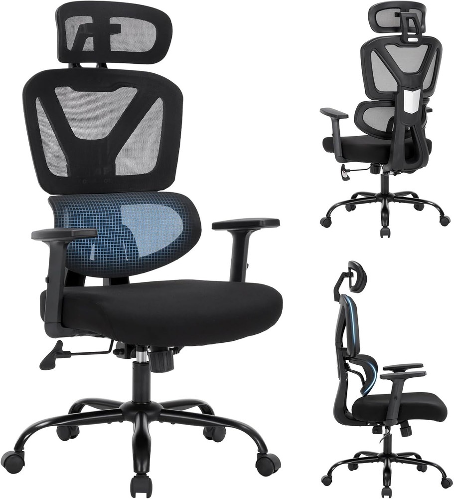 Soxiar Ergonomic Mesh Office Chair 5D Armrests 3D Headrest 90-135 Recline Black