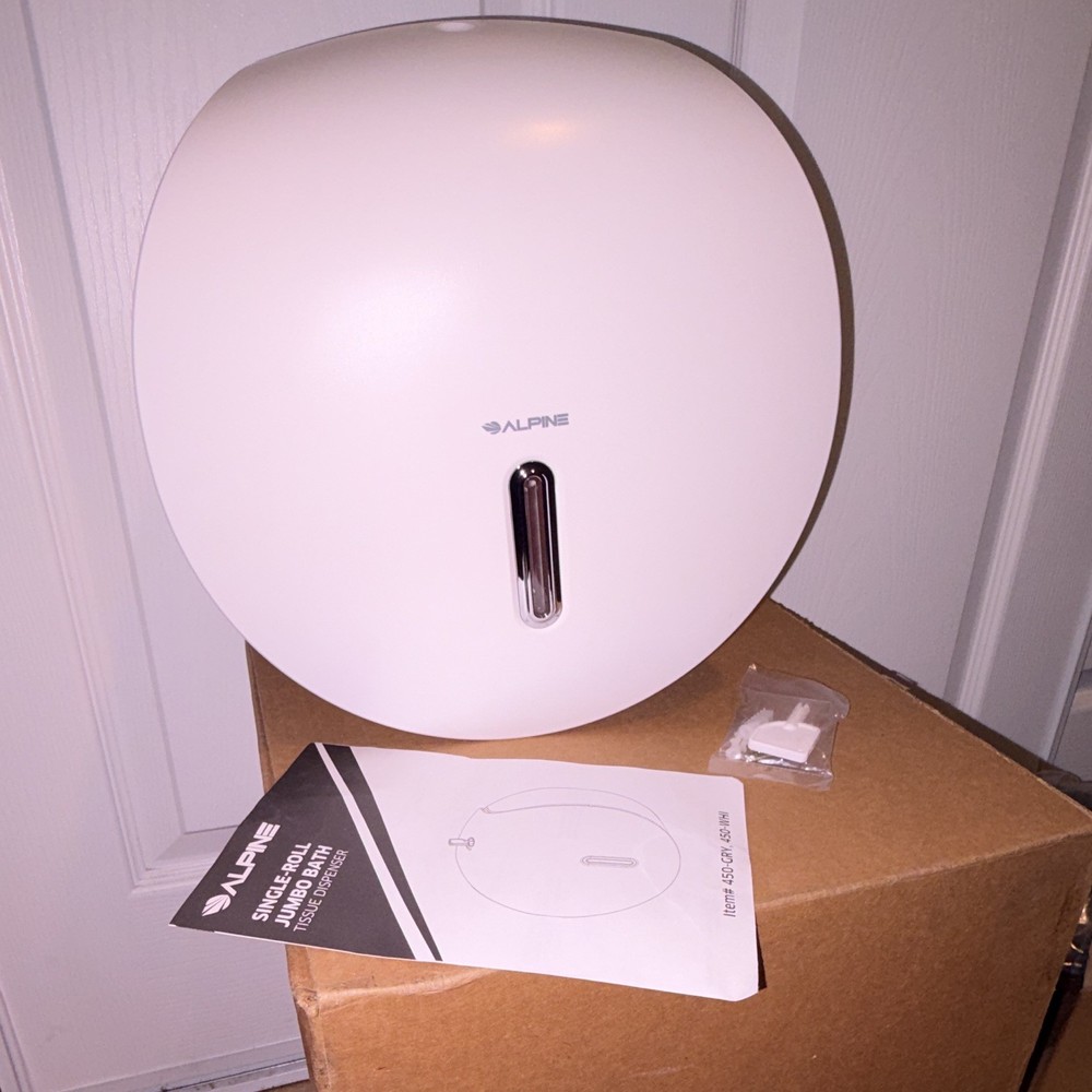 Alpine 9” Jumbo Roll Toilet Paper Tissue Dispenser Commercial White New