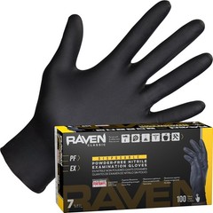 SAS Safety 66519 Raven Powder-Free Nitrile X-Large (Pack of 100), Black