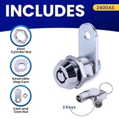 FJM Security 2400AS-KA Tubular Cam Lock with 5/8″ Cylinder and Chrome Finish,