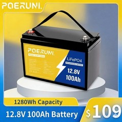 12V 100Ah LiFePO4 Lithium Battery 8000+ Deep Cycle BMS for Solar RV Off-grid NEW