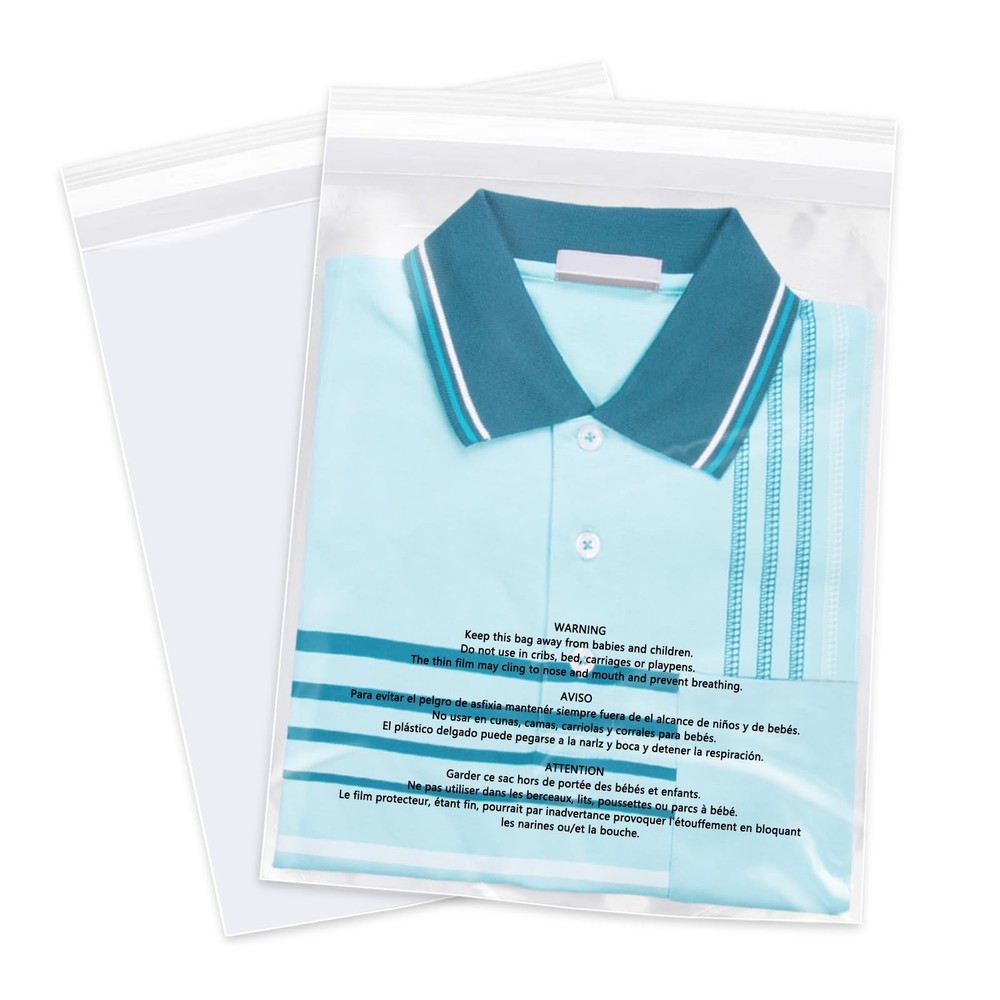 WEPOLY 9×12″ Clear Self Seal Poly Bags 1000 Count for Clothing Packaging