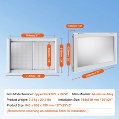 VEVOR 36 x 24-48 in Concession Stand Serving Window Food Truck Service Awning
