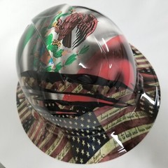 NEW FULL BRIM Hard Hat custom hydro dipped MEXICAN ROOTS/AMERICAN PRIDE NEW