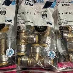 24 Sharkbite Max Push T Connect 1/2” x 1/2” x 1/2” Tee New 5233325 (338)