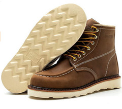 Work Boot Men’s 6″ Soft Toe Wedge Boots for Construction Lightweight leather