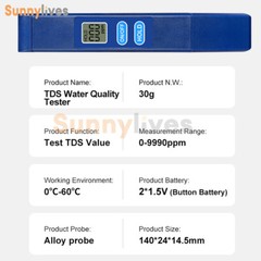 Portable TDS Meter Test Water Quality Test Pen LCD Display TDS Tester 0-9990ppm