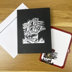 PQDGlobal 3D Firefighter Popup Card – 5.9 inches x 7.9 inches,