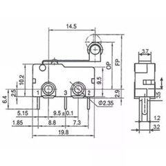 1 Pc KW12-3 Micro Roller Lever Arm Normally Open Close Limit Switch Roller 5A