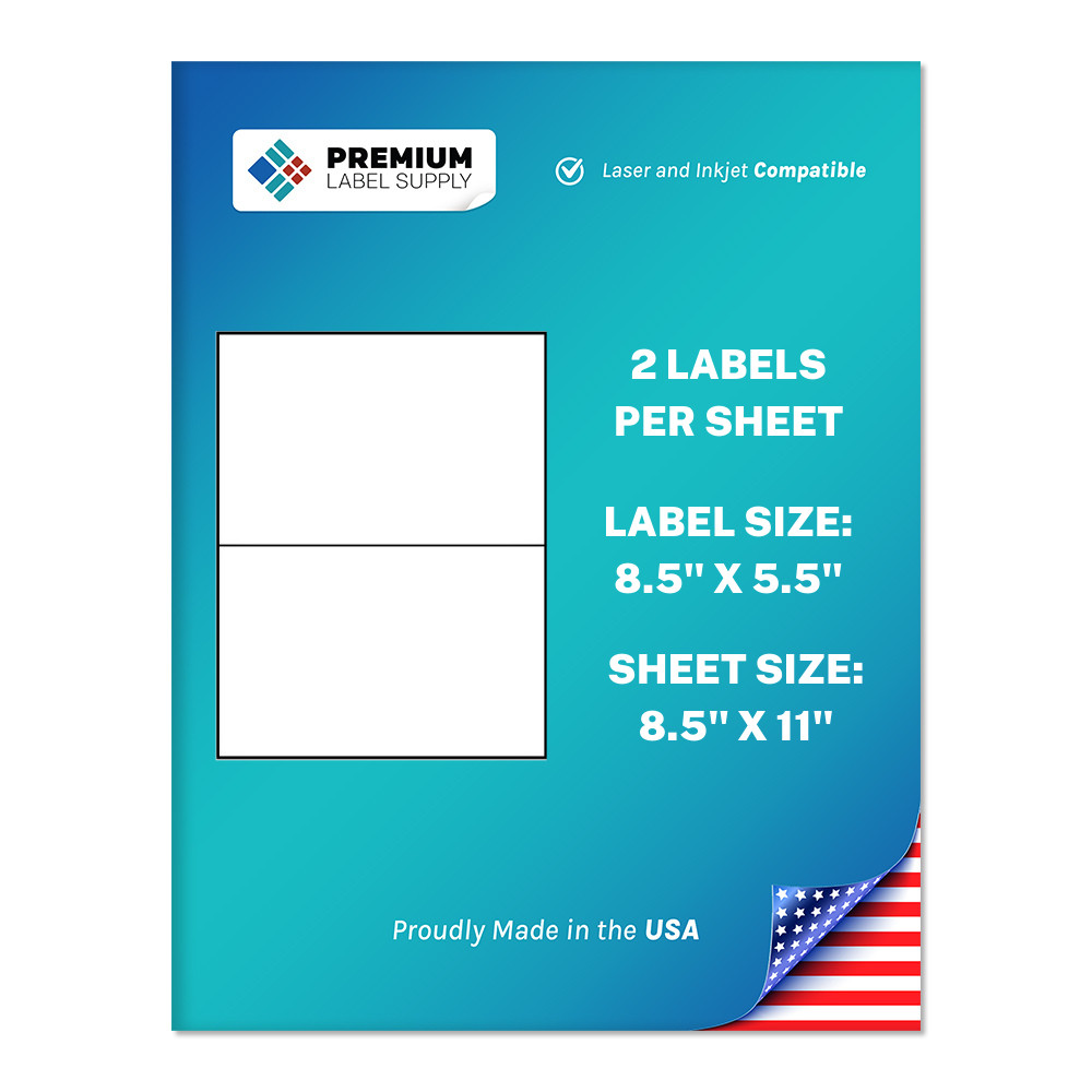 1000 Premium 8.5″ X 5.5″ Half Sheet Self Adhesive Shipping Labels -PLS Brand-