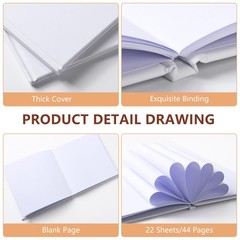 6 Pack White Hardcover Blank Book 6×8 inch, Hardcover Blank Book for Students…