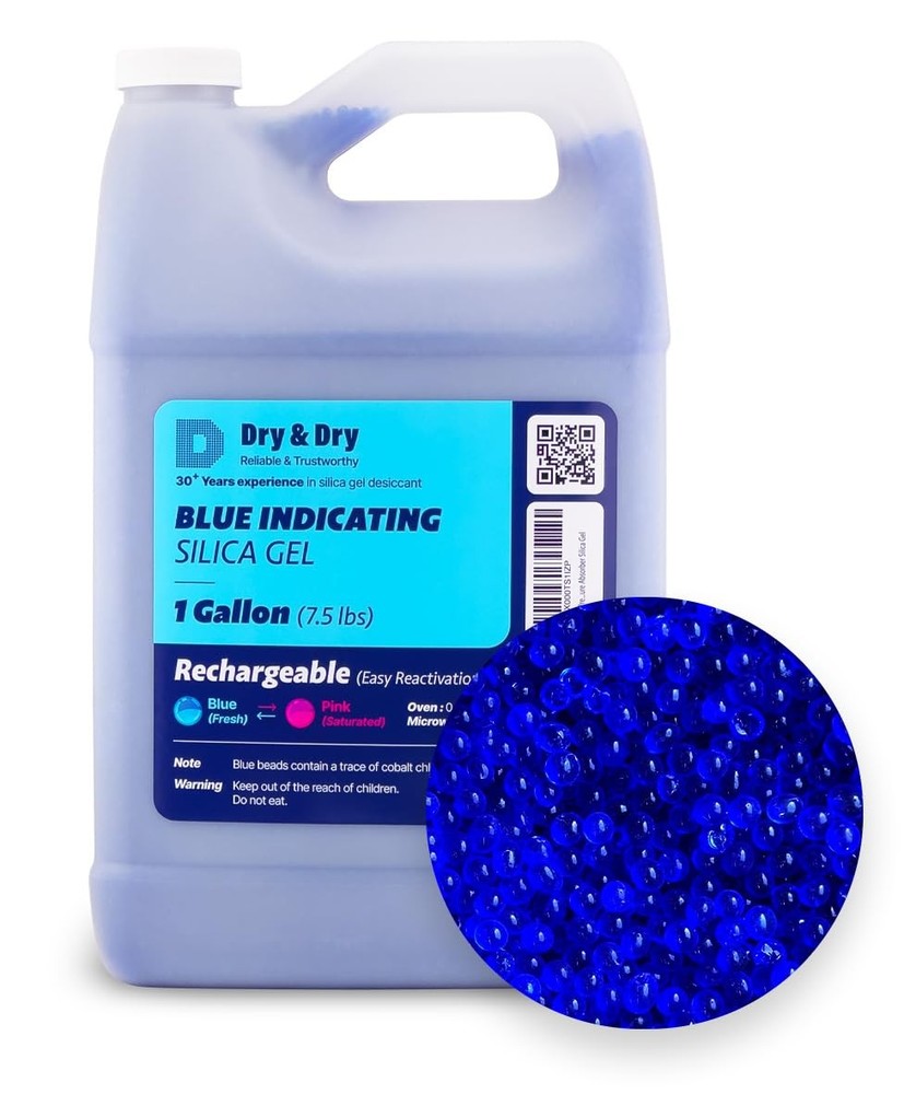 Dry & [7.5 LBS] Blue Indicating Silica Gel Beads(Industry 7.5 LBS,