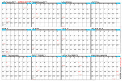 24″ X 36″ Large Horizontal 12 Month Laminated Erasable Wall Calendar (Rolled)