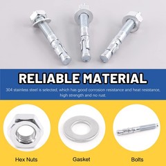 Glarks 20Pcs 3/8″ x 3″ Wedge Anchors Zinc Plated Heavy Duty Fastener for Conc…