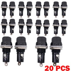 20x Glass Fuse Holder Panel Bolt-On Screw Cap BLK Auto Car/Boat 10A 250V 5x20mm