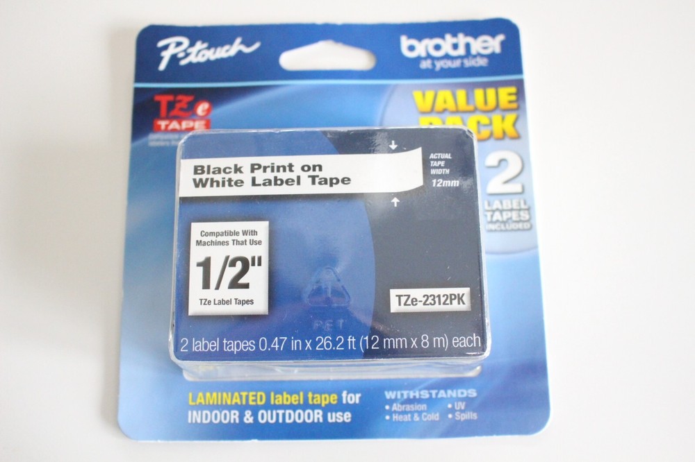 Brother Laminated Label Tape 1/2″ TZe-2312PK NEW