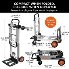 Convertible Aluminum Hand Truck Foldable Dolly Platform Cart 500lbs Heavy Duty