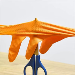 Heavy Duty Orange Nitrile Gloves 8Mil Industrial Disposable Gloves with Diamond