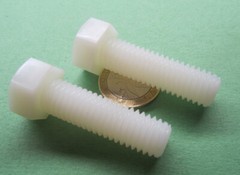 Tap Bolt, FT, Nylon, Metric, Natural M12x 1.75 x 40 mm Length, 10 pc