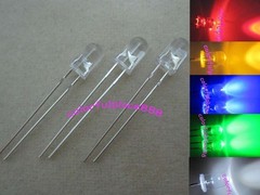 500pcs, 5mm Red Yellow Blue Green White Round Top Bright Water Clear LED Leds