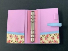 Compact Franklin Covey Baby Blue Leather Botanica Binder *Rare*