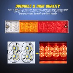 LED Trailer Tail Light Bars 20 LED Rear Brake Turn Reverse Lights RV Camper 2pc