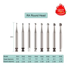 Burr Dental Round Latch Carbide Bur RA 1 2 3 4 5 6 7 8 Midwest LA For Slow Speed