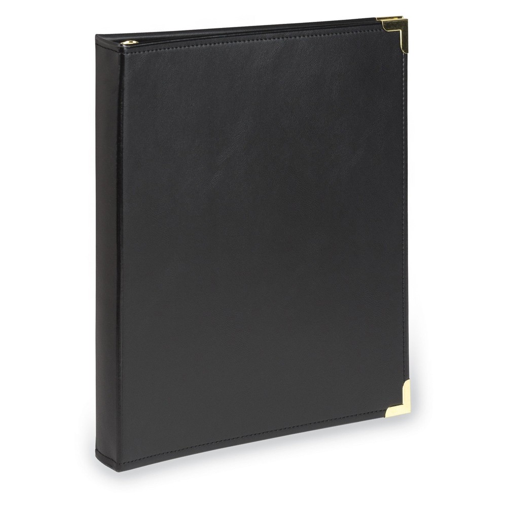 Samsill Classic Collection Leather 3 Ring Binder, Executive 0.5 Inch, Black