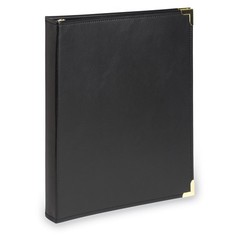 Samsill Classic Collection Leather 3 Ring Binder, Executive 0.5 Inch, Black